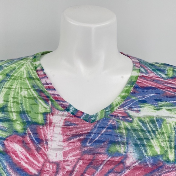 Reel Legends Colorful Palm Burnout V-neck Tee XL - Picture 7 of 9